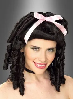 Perücke Korkenzieher Locken Schwarz