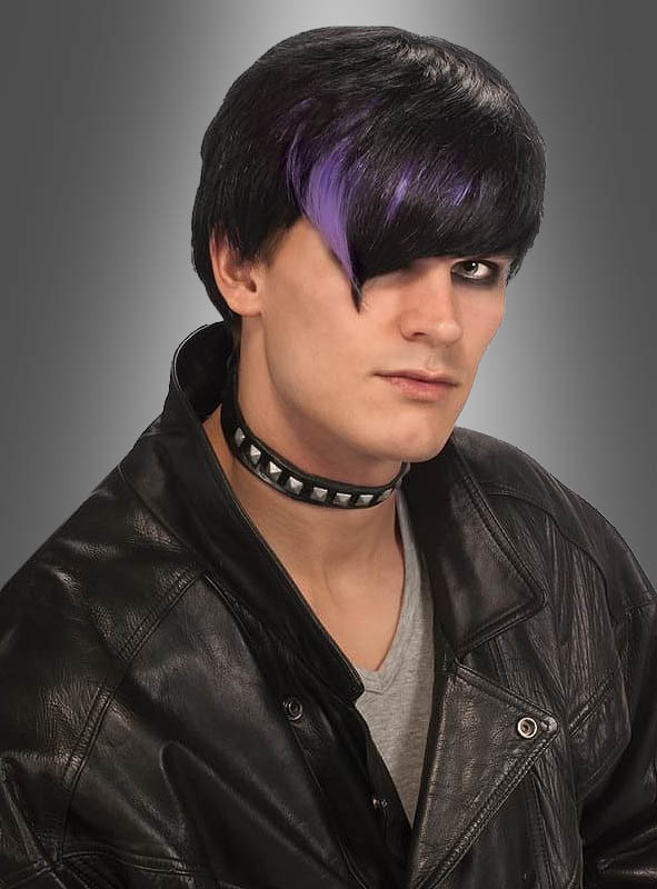 Gothic Perücke Für Männer Schwarz Lila 1 Gothic Perücke Für Männer Schwarz Lila