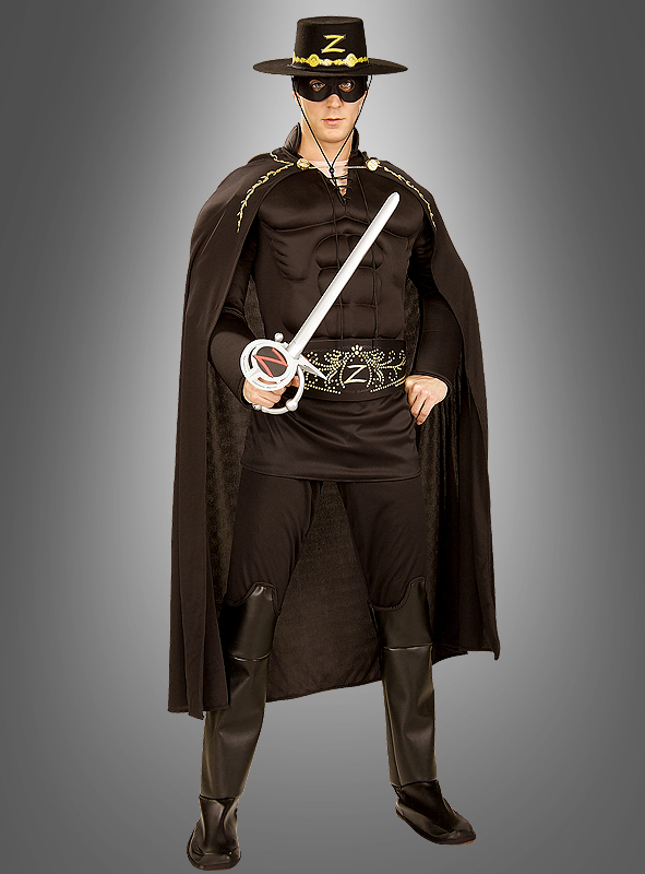 Deluxe Zorro Kostüm Mit Muskelshirt Erwachsene 1 Deluxe Zorro Kostüm Mit Muskelshirt Erwachsene
