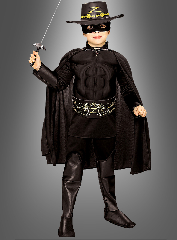 Kinder Deluxe Zorro Kostüm Mit Muskelshirt 2 Kinder Deluxe Zorro Kostüm Mit Muskelshirt – Bild 2