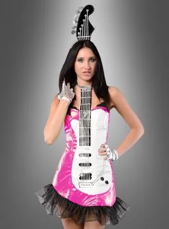 Sexy Popstar Gitarren Kostüm Pink