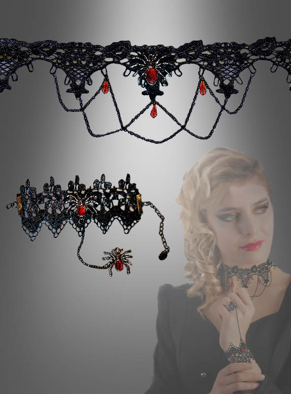 Gothic Spitzen Arm- U. Halsband Schmuckset 1 Gothic Spitzen Arm- U. Halsband Schmuckset