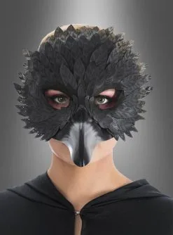 Pestmaske Mit Federn Schwarz