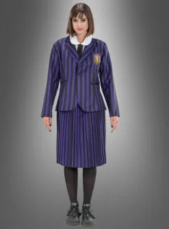 Wednesday Damen Schuluniform Schwarz Lila