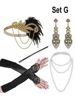 20er Charleston Accessoire Set Mit Schmuck Gold -Halloween-Cosplay Verkaufsgeschäft 172 951 x pic4