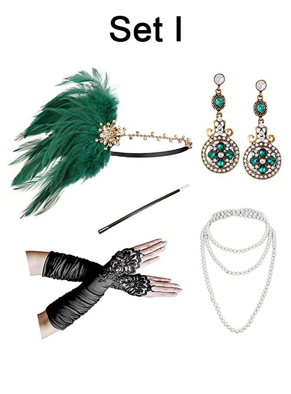 Charleston Kostümzubehör Set Gold 2 Charleston Kostümzubehör Set Gold – Bild 2