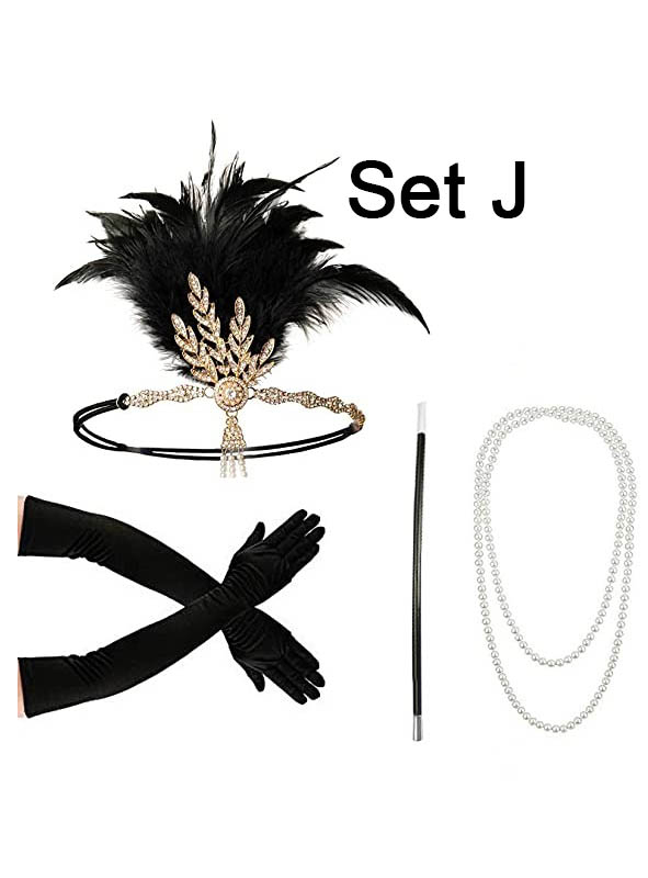 Charleston Kostümzubehör Set Gold 3 Charleston Kostümzubehör Set Gold – Bild 3