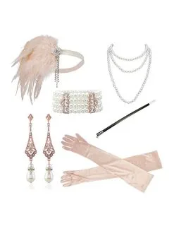 20er Flapper Accessoire Set Rosa