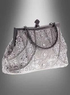 20er Jahre Pailletten Handtasche Silbern