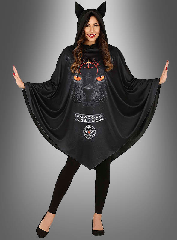Poncho Schwarze Katze Mit Kapuze 1 Poncho Schwarze Katze Mit Kapuze
