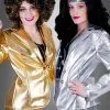 Glänzende Disco Jacke Damen Gold Oder Silber