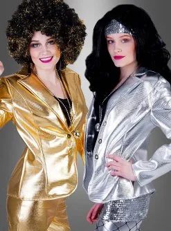 Glänzende Disco Jacke Damen Gold Oder Silber