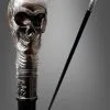 Totenkopf Spazierstock Antiksilber 93 Cm