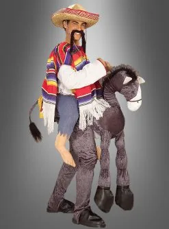 Mexikaner Amigo Auf Esel Spaßkostüm Mit Sombrero