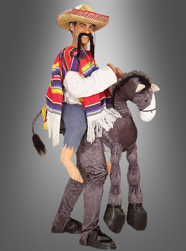 Mexikaner Amigo Auf Esel Spaßkostüm Mit Sombrero 1 Mexikaner Amigo Auf Esel Spaßkostüm Mit Sombrero