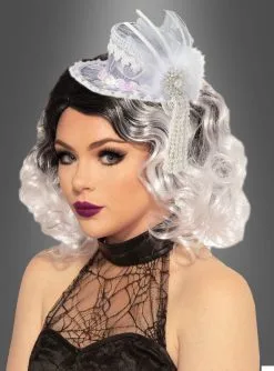 Weißer Minizylinder Mit Spitze Und Perlen