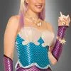 Meerjungfrau Kostüm Oberteil Türkisblau