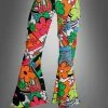 Neon Flowers 70er Damen Schlaghose