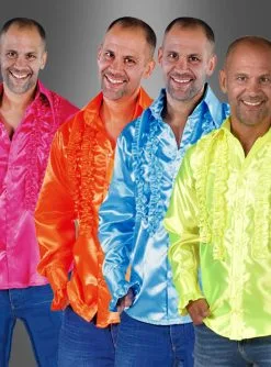 Doppelreihiges Rüschenhemd Waschbar 70er