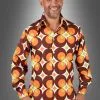 70er Retro Hemd Herren Braun-orange