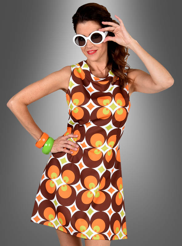 70er Retrokleid Damen Braun-orange 1 70er Retrokleid Damen Braun-orange