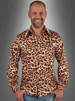 Herrenhemd Leoprint 80er Jahre