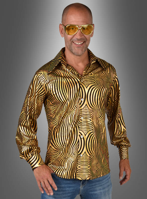 Hologramm Party Hemd Gold Schwarz 1 Hologramm Party Hemd Gold Schwarz