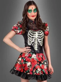 Totenkopf Kleid Mit Rosen Tag Der Toten