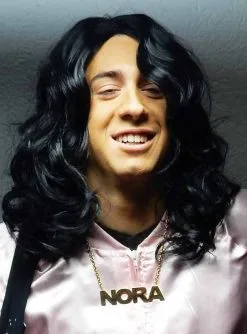 Schwarze Lockenperücke Thomas 80er Jahre Frisur