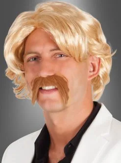 Johnny 70er Perücke Blond Mit Bart