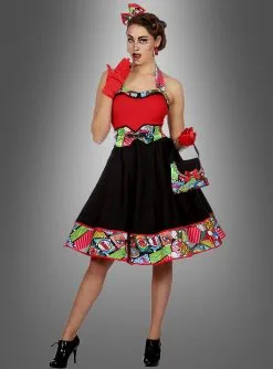 Comic Kostüm Damen Pop Art Jenny 5 Comic Kostüm Damen Pop Art Jenny -Halloween-Cosplay Verkaufsgeschäft 60er jahre popart kleid 50er 66f76700ab 3