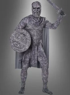 Versteinerter Krieger Mit Schild Und Schwert