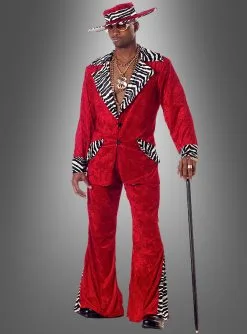 Zuhälter Outfit Rot Mit Zebramuster