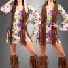 Hippie Blumenkleid Mit Fransenweste