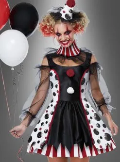 Clown Kleid Pippa Für Damen -Halloween-Cosplay Verkaufsgeschäft clown kostuem fuer frauen schwarz weiss cac6886c08 2