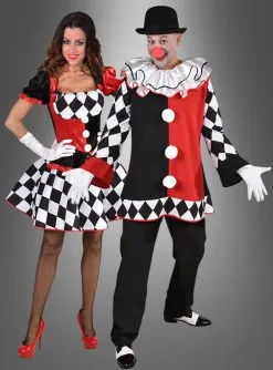 Deluxe Harlekin Clown Oberteil -Halloween-Cosplay Verkaufsgeschäft clownskostuem herren rot weiss schwarz paarkostuem bc01eca10e 3
