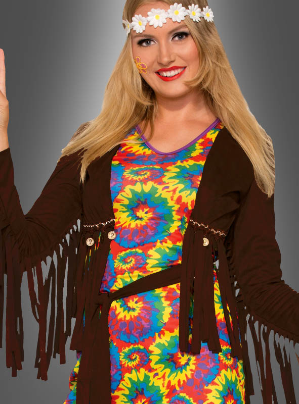 Hippiekostüm Mit Fransenbolero Damen 2 Hippiekostüm Mit Fransenbolero Damen – Bild 2